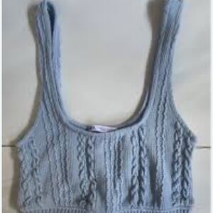 Zara Sky Blue Cable Knit crop camisole Sleeveless Top tank